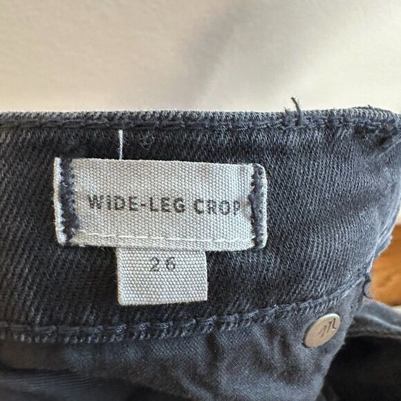 Madewell Wide Leg Crop Jeans Size 26 Black Denim Button Front High Rise J7952 - Picture 9 of 11